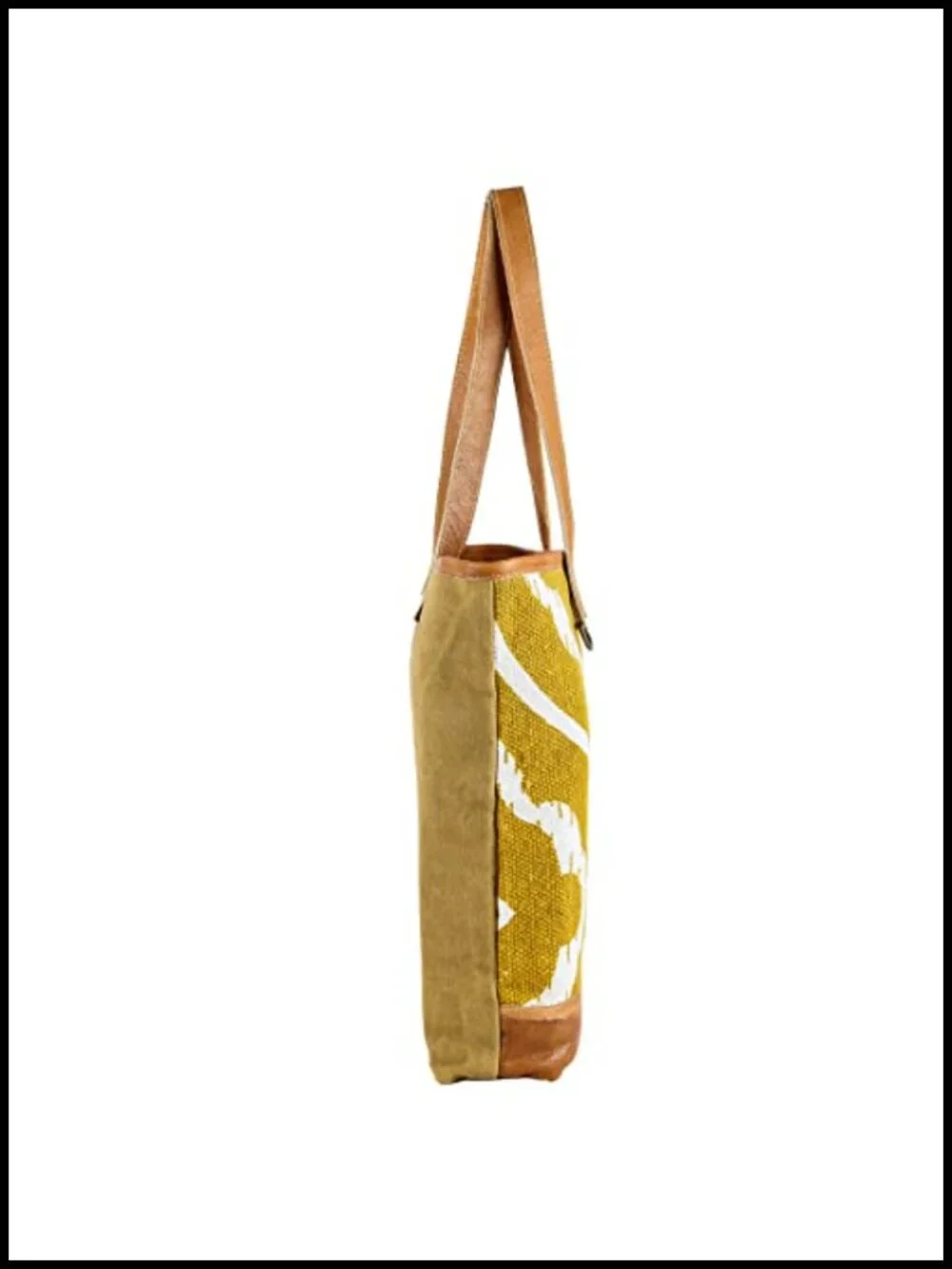 Upcycled Canvas and Leather Tote Bag with Zipper Closure, Heavy Duty Carry On